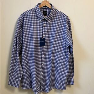 NEW Dockers Battery Street Classic Fit Button Up Purple Tattersal Plaid XL